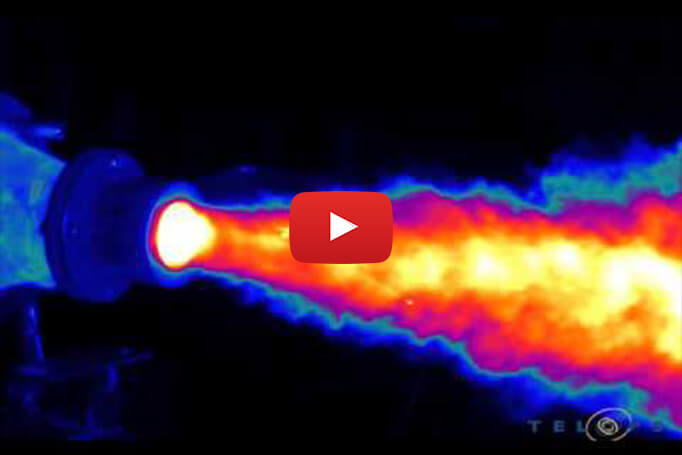 longwave IR imaging of a pulsed detonation rocket engine set-up